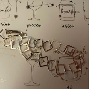 New Vintage Sterling Silver Geometric Square Links Bracelet Unique Design